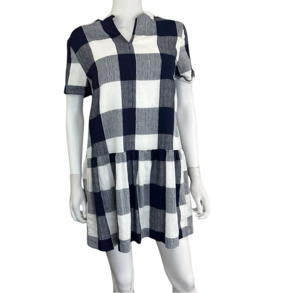 Maeve Navy And White Check Dress Size S O0651